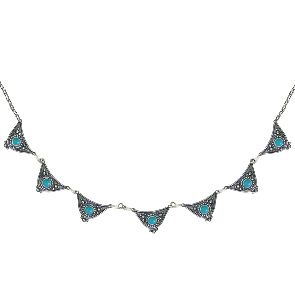 Sterling Silver Gemstone Necklace With Turquoise